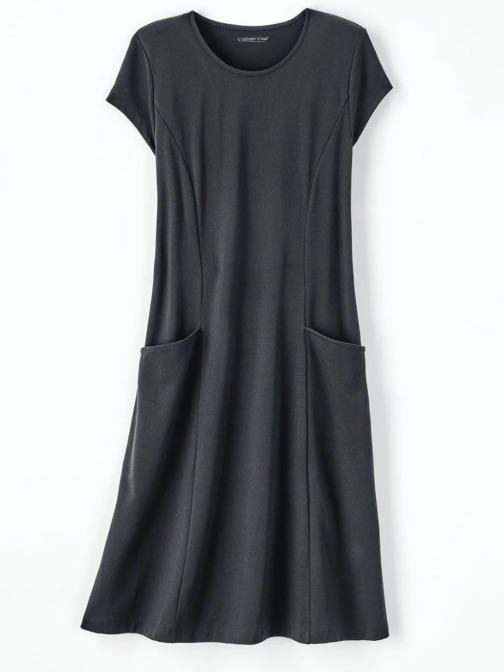 Coldwater Creek Black Destinations Seamed Knee Length Dress, Sz L